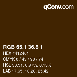 Color code: RGB 65.1 36.8 1 | qconv.com