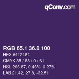 カラーコード: RGB 65.1 36.8 100 | qconv.com
