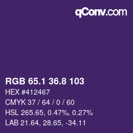 カラーコード: RGB 65.1 36.8 103 | qconv.com