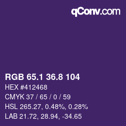 カラーコード: RGB 65.1 36.8 104 | qconv.com