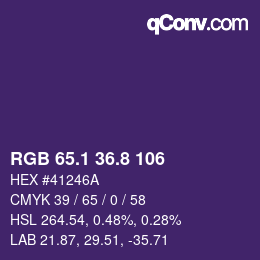 カラーコード: RGB 65.1 36.8 106 | qconv.com