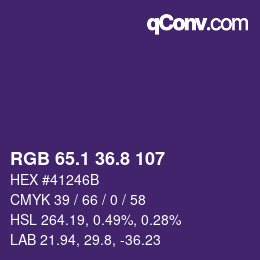カラーコード: RGB 65.1 36.8 107 | qconv.com
