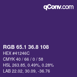 カラーコード: RGB 65.1 36.8 108 | qconv.com