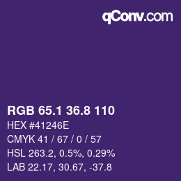カラーコード: RGB 65.1 36.8 110 | qconv.com