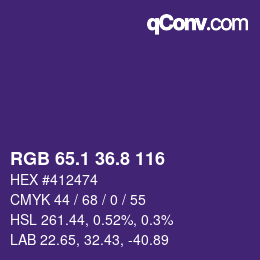 カラーコード: RGB 65.1 36.8 116 | qconv.com