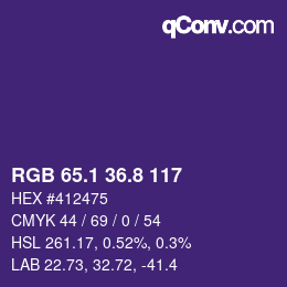 カラーコード: RGB 65.1 36.8 117 | qconv.com