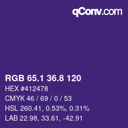 カラーコード: RGB 65.1 36.8 120 | qconv.com