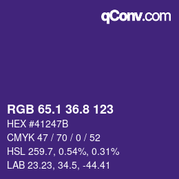 カラーコード: RGB 65.1 36.8 123 | qconv.com