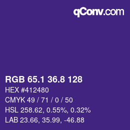 カラーコード: RGB 65.1 36.8 128 | qconv.com