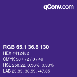 カラーコード: RGB 65.1 36.8 130 | qconv.com