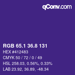カラーコード: RGB 65.1 36.8 131 | qconv.com