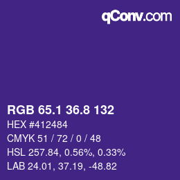 カラーコード: RGB 65.1 36.8 132 | qconv.com