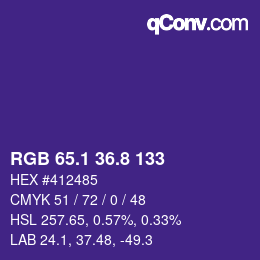 カラーコード: RGB 65.1 36.8 133 | qconv.com