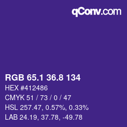 カラーコード: RGB 65.1 36.8 134 | qconv.com