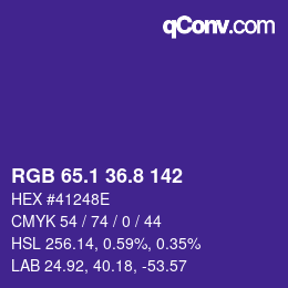 カラーコード: RGB 65.1 36.8 142 | qconv.com