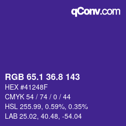 カラーコード: RGB 65.1 36.8 143 | qconv.com