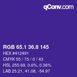 カラーコード: RGB 65.1 36.8 145 | qconv.com