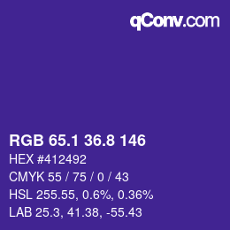 カラーコード: RGB 65.1 36.8 146 | qconv.com