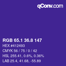 カラーコード: RGB 65.1 36.8 147 | qconv.com