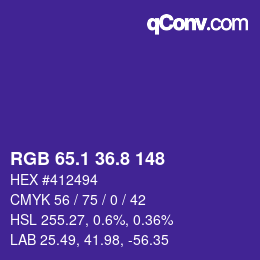 カラーコード: RGB 65.1 36.8 148 | qconv.com