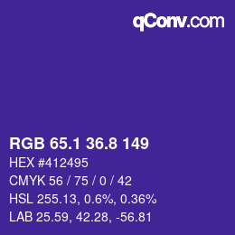 カラーコード: RGB 65.1 36.8 149 | qconv.com