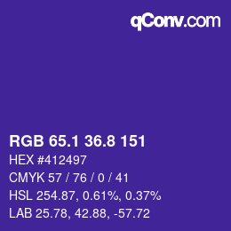 カラーコード: RGB 65.1 36.8 151 | qconv.com
