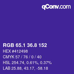カラーコード: RGB 65.1 36.8 152 | qconv.com
