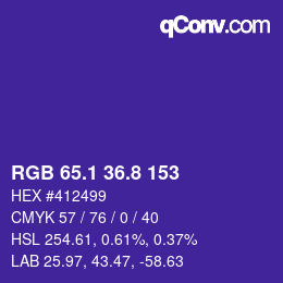 カラーコード: RGB 65.1 36.8 153 | qconv.com