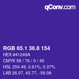 カラーコード: RGB 65.1 36.8 154 | qconv.com