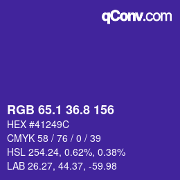 カラーコード: RGB 65.1 36.8 156 | qconv.com