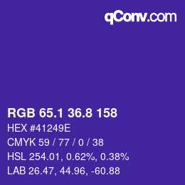 カラーコード: RGB 65.1 36.8 158 | qconv.com