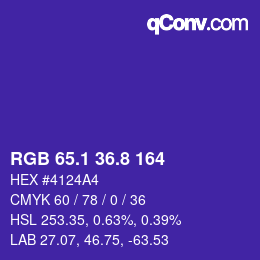 カラーコード: RGB 65.1 36.8 164 | qconv.com