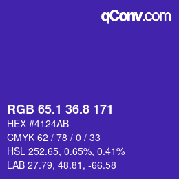 カラーコード: RGB 65.1 36.8 171 | qconv.com