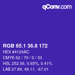 カラーコード: RGB 65.1 36.8 172 | qconv.com