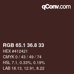 Color code: RGB 65.1 36.8 33 | qconv.com