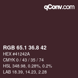 カラーコード: RGB 65.1 36.8 42 | qconv.com