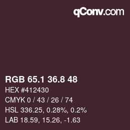 Color code: RGB 65.1 36.8 48 | qconv.com
