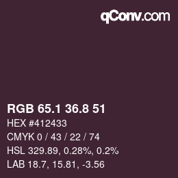 カラーコード: RGB 65.1 36.8 51 | qconv.com