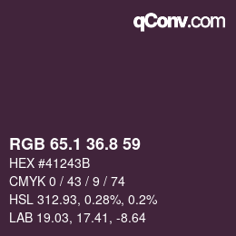 Color code: RGB 65.1 36.8 59 | qconv.com