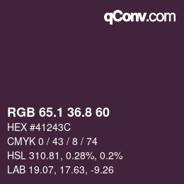 カラーコード: RGB 65.1 36.8 60 | qconv.com