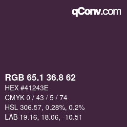 Color code: RGB 65.1 36.8 62 | qconv.com