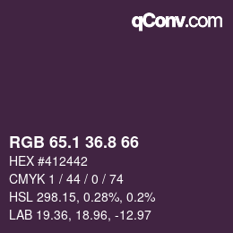 カラーコード: RGB 65.1 36.8 66 | qconv.com