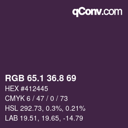 Color code: RGB 65.1 36.8 69 | qconv.com