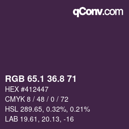 カラーコード: RGB 65.1 36.8 71 | qconv.com