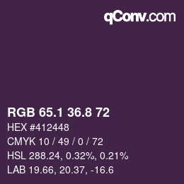 Color code: RGB 65.1 36.8 72 | qconv.com