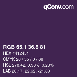 カラーコード: RGB 65.1 36.8 81 | qconv.com