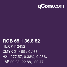 カラーコード: RGB 65.1 36.8 82 | qconv.com