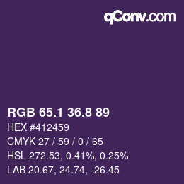 Color code: RGB 65.1 36.8 89 | qconv.com