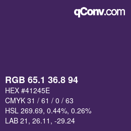 Farbcode: RGB 65.1 36.8 94 | qconv.com