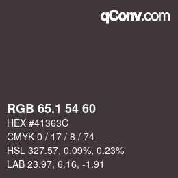 カラーコード: RGB 65.1 54 60 | qconv.com